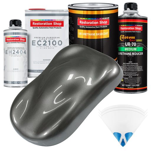 Dark Charcoal Metallic Urethane Basecoat with European Clearcoat Auto Paint - Complete Quart Paint Color Kit - Automotive Refinish Coating