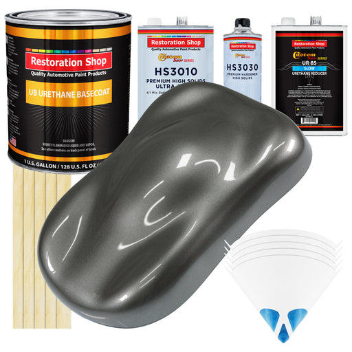 Dark Charcoal Metallic - Urethane Basecoat with Premium Clearcoat Auto Paint - Complete Slow Gallon Paint Kit - Professional Gloss Automotive Coating