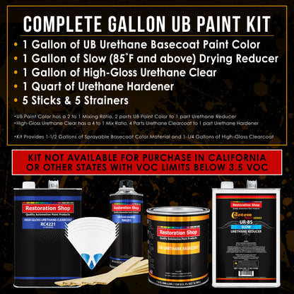 Dark Charcoal Metallic - Urethane Basecoat with Clearcoat Auto Paint (Complete Slow Gallon Paint Kit) Professional Gloss Automotive Car Truck Coating