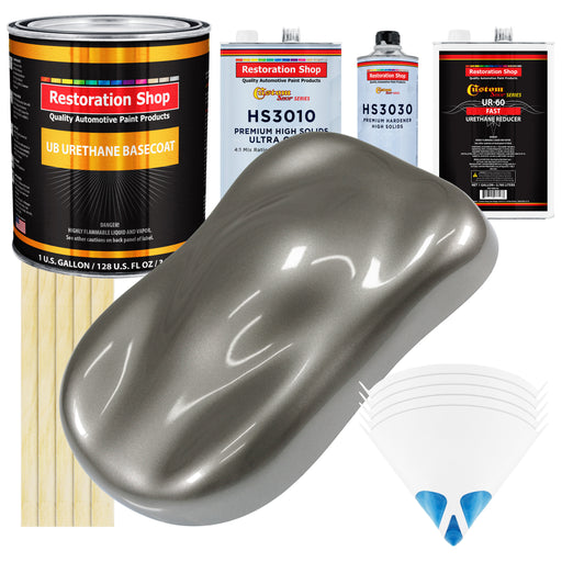 Graphite Gray Metallic - Urethane Basecoat with Premium Clearcoat Auto Paint - Complete Fast Gallon Paint Kit - Professional Gloss Automotive Coating