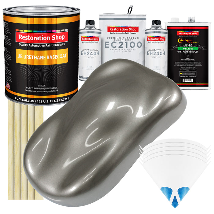 Graphite Gray Metallic Urethane Basecoat with European Clearcoat Auto Paint - Complete Gallon Paint Color Kit - Automotive Refinish Coating