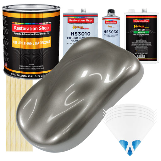 Graphite Gray Metallic - Urethane Basecoat with Premium Clearcoat Auto Paint (Complete Medium Gallon Paint Kit) Professional Gloss Automotive Coating