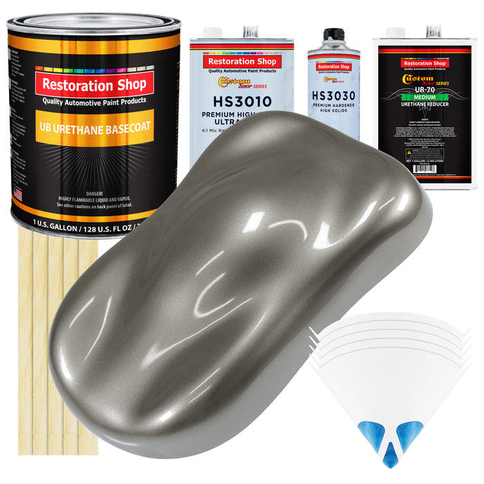 Graphite Gray Metallic - Urethane Basecoat with Premium Clearcoat Auto Paint (Complete Medium Gallon Paint Kit) Professional Gloss Automotive Coating