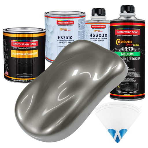 Graphite Gray Metallic - Urethane Basecoat with Premium Clearcoat Auto Paint - Complete Medium Quart Paint Kit - Professional Gloss Automotive Coating