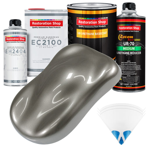 Graphite Gray Metallic Urethane Basecoat with European Clearcoat Auto Paint - Complete Quart Paint Color Kit - Automotive Refinish Coating