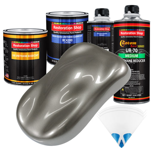 Graphite Gray Metallic - Urethane Basecoat with Clearcoat Auto Paint (Complete Medium Quart Paint Kit) Professional Gloss Automotive Car Truck Coating