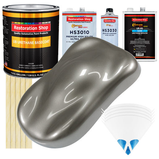 Graphite Gray Metallic - Urethane Basecoat with Premium Clearcoat Auto Paint - Complete Slow Gallon Paint Kit - Professional Gloss Automotive Coating