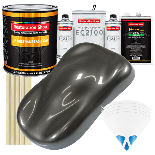 Anthracite Gray Metallic Urethane Basecoat with European Clearcoat Auto Paint - Complete Gallon Paint Color Kit - Automotive Refinish Coating