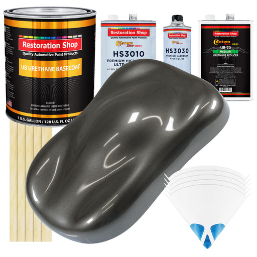 Anthracite Gray Metallic - Urethane Basecoat with Premium Clearcoat Auto Paint - Complete Medium Gallon Paint Kit - Professional Automotive Coating
