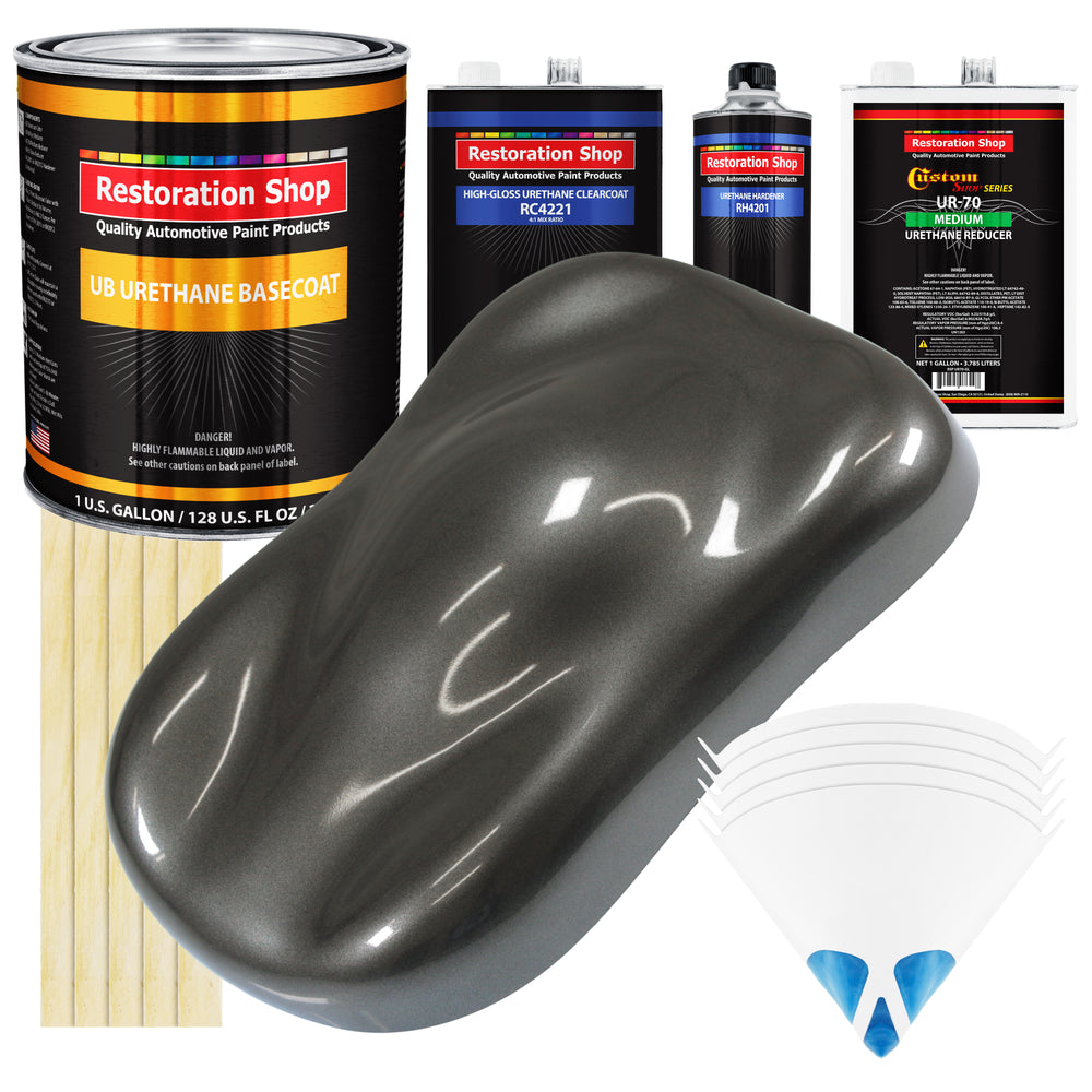 Anthracite Gray Metallic - Urethane Basecoat with Clearcoat Auto Paint - Complete Medium Gallon Paint Kit - Professional Automotive Car Truck Coating