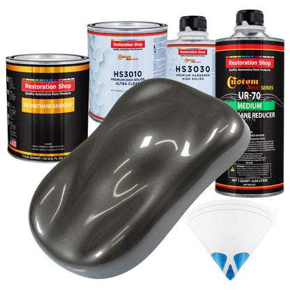 Anthracite Gray Metallic - Urethane Basecoat with Premium Clearcoat Auto Paint (Complete Medium Quart Paint Kit) Professional Gloss Automotive Coating