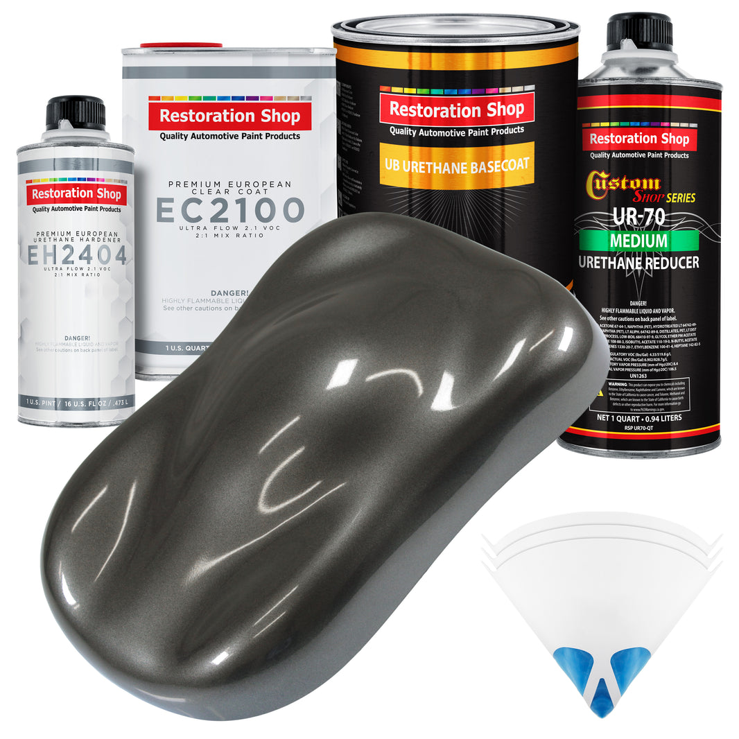 Anthracite Gray Metallic Urethane Basecoat with European Clearcoat Auto Paint - Complete Quart Paint Color Kit - Automotive Refinish Coating