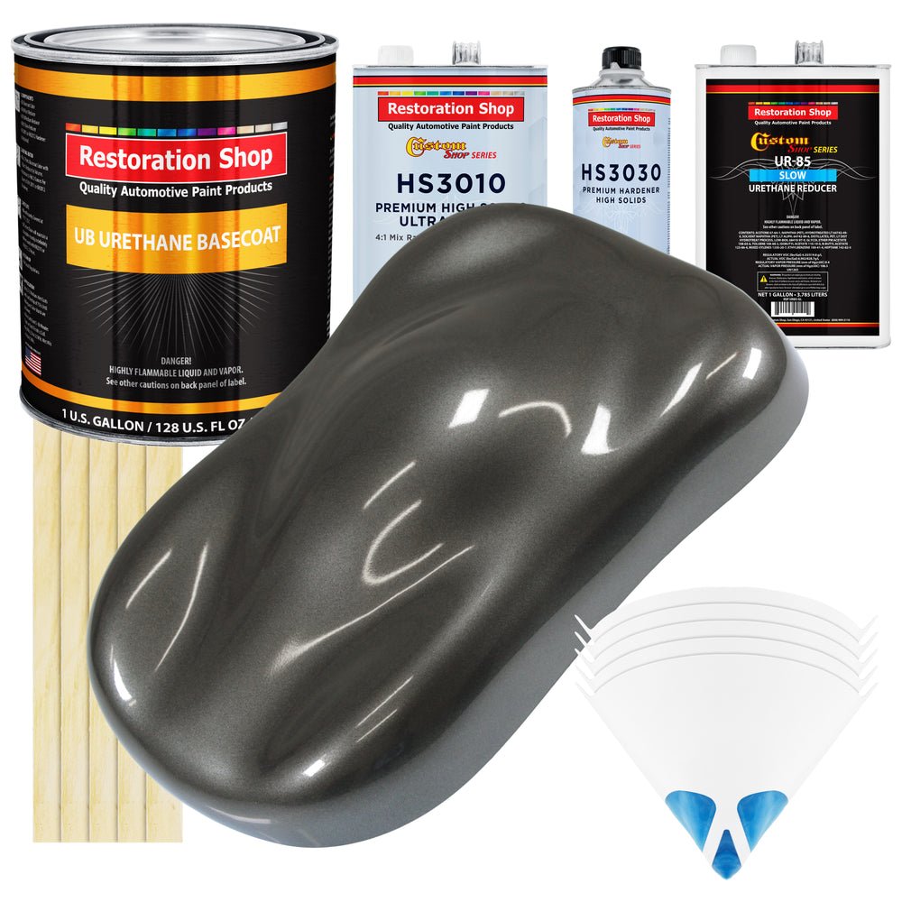 Anthracite Gray Metallic - Urethane Basecoat with Premium Clearcoat Auto Paint (Complete Slow Gallon Paint Kit) Professional Gloss Automotive Coating