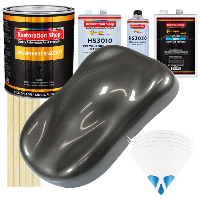 Anthracite Gray Metallic - Urethane Basecoat with Premium Clearcoat Auto Paint (Complete Slow Gallon Paint Kit) Professional Gloss Automotive Coating