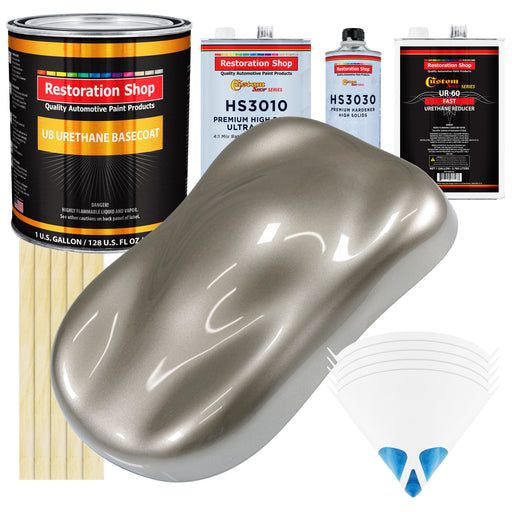 Warm Gray Metallic - Urethane Basecoat with Premium Clearcoat Auto Paint - Complete Fast Gallon Paint Kit - Professional High Gloss Automotive Coating