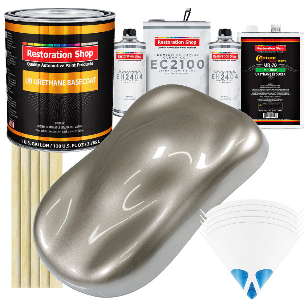 Warm Gray Metallic Urethane Basecoat with European Clearcoat Auto Paint - Complete Gallon Paint Color Kit - Automotive Refinish Coating