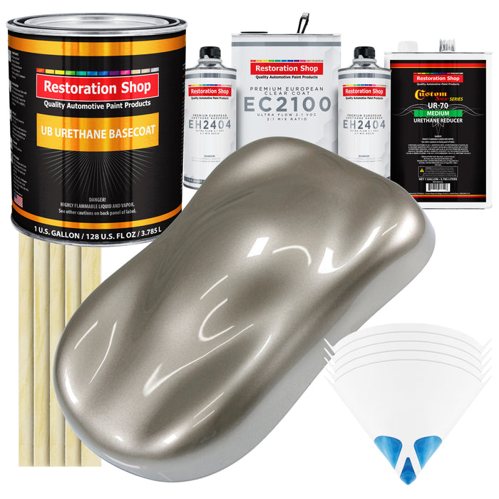 Warm Gray Metallic Urethane Basecoat with European Clearcoat Auto Paint - Complete Gallon Paint Color Kit - Automotive Refinish Coating