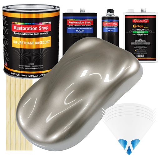 Warm Gray Metallic - Urethane Basecoat with Clearcoat Auto Paint - Complete Medium Gallon Paint Kit - Professional Gloss Automotive Car Truck Coating