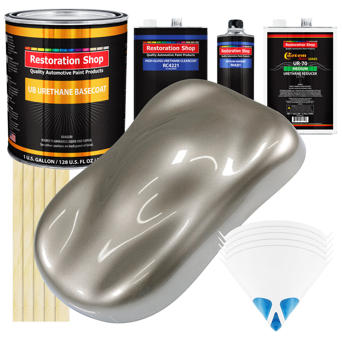 Warm Gray Metallic - Urethane Basecoat with Clearcoat Auto Paint - Complete Medium Gallon Paint Kit - Professional Gloss Automotive Car Truck Coating