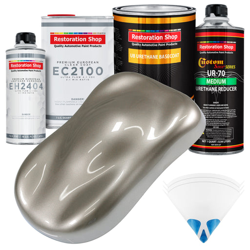 Warm Gray Metallic Urethane Basecoat with European Clearcoat Auto Paint - Complete Quart Paint Color Kit - Automotive Refinish Coating