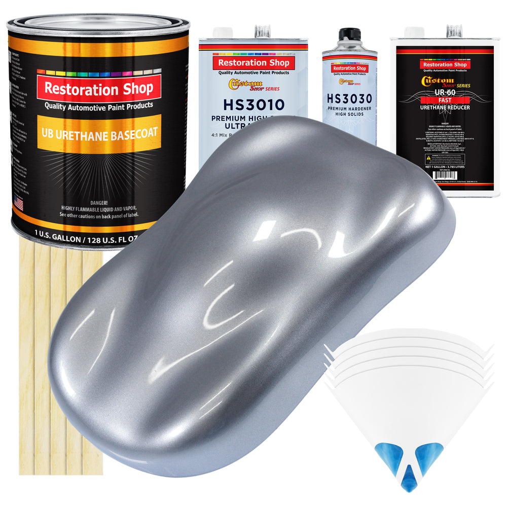 Cool Gray Metallic - Urethane Basecoat with Premium Clearcoat Auto Paint - Complete Fast Gallon Paint Kit - Professional High Gloss Automotive Coating