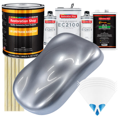 Cool Gray Metallic Urethane Basecoat with European Clearcoat Auto Paint - Complete Gallon Paint Color Kit - Automotive Refinish Coating