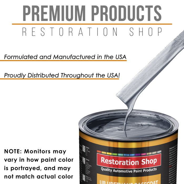 Cool Gray Metallic - Urethane Basecoat with Premium Clearcoat Auto Paint (Complete Medium Quart Paint Kit) Professional High Gloss Automotive Coating