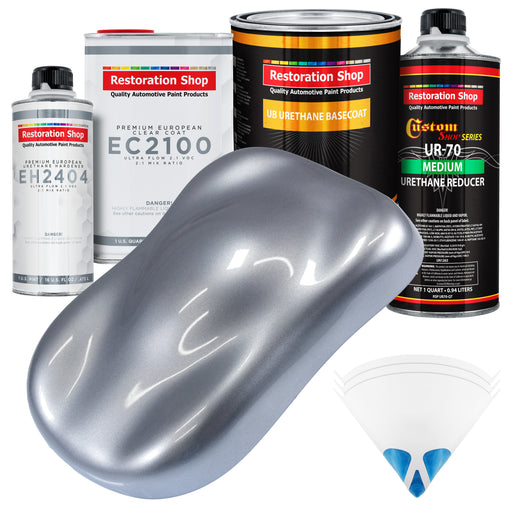 Cool Gray Metallic Urethane Basecoat with European Clearcoat Auto Paint - Complete Quart Paint Color Kit - Automotive Refinish Coating