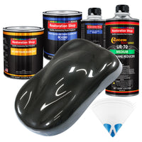 Black Metallic - Urethane Basecoat with Clearcoat Auto Paint (Complete Medium Quart Paint Kit) Professional High Gloss Automotive Car Truck Coating