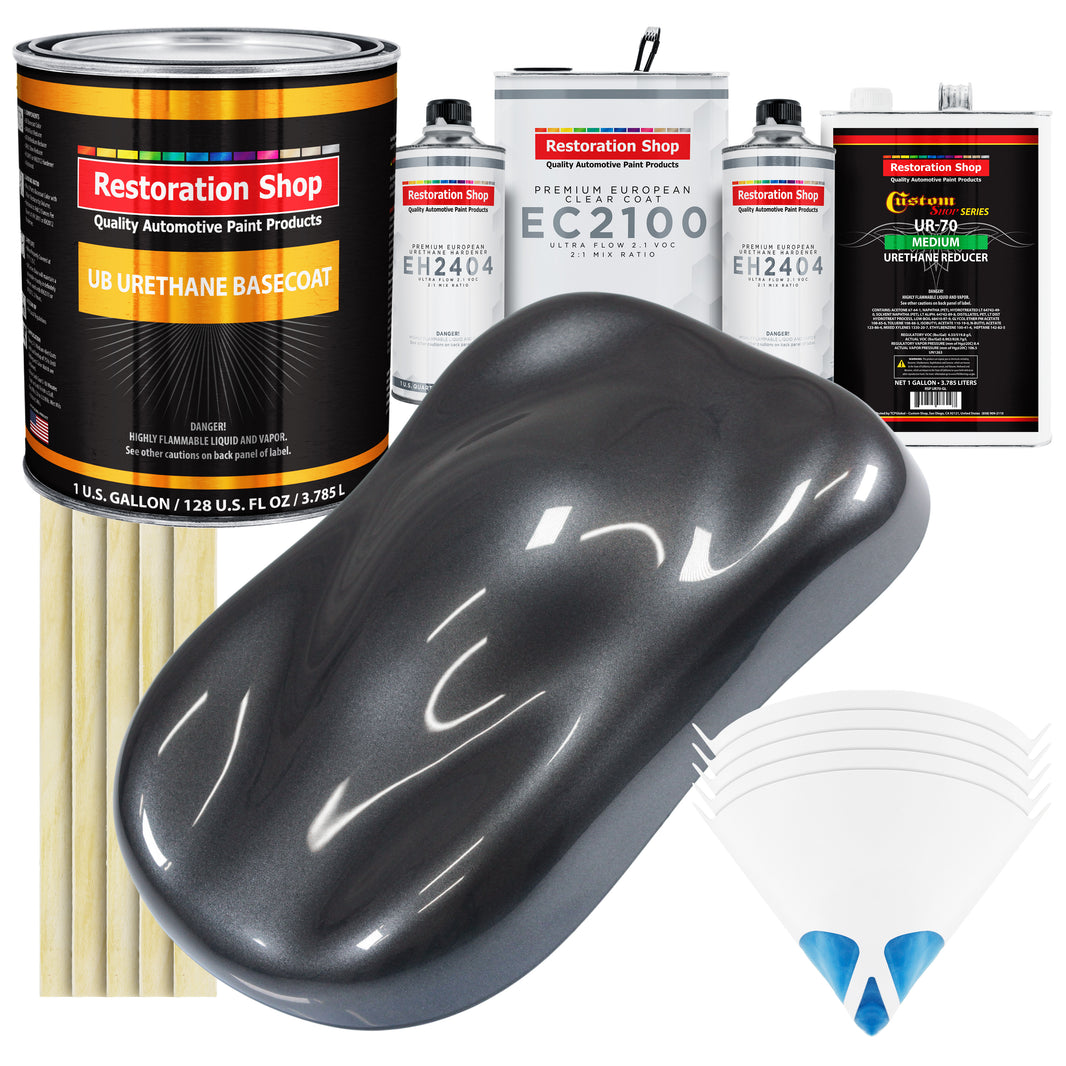 Gunmetal Grey Metallic Urethane Basecoat with European Clearcoat Auto Paint - Complete Gallon Paint Color Kit - Automotive Refinish Coating