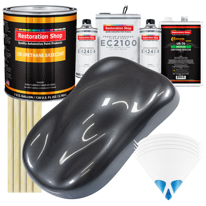 Gunmetal Grey Metallic Urethane Basecoat with European Clearcoat Auto Paint - Complete Gallon Paint Color Kit - Automotive Refinish Coating