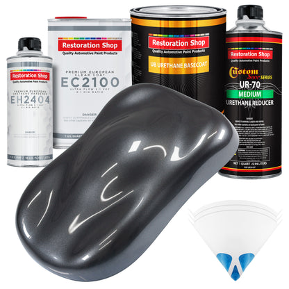 Gunmetal Grey Metallic Urethane Basecoat with European Clearcoat Auto Paint - Complete Quart Paint Color Kit - Automotive Refinish Coating