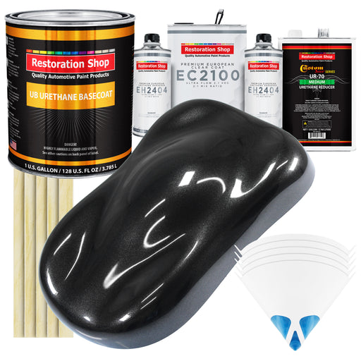 Black Sparkle Metallic Urethane Basecoat with European Clearcoat Auto Paint - Complete Gallon Paint Color Kit - Automotive Refinish Coating