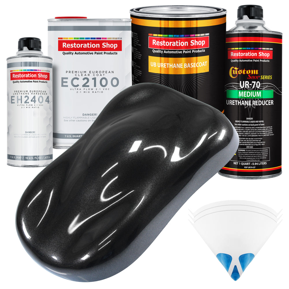 Black Sparkle Metallic Urethane Basecoat with European Clearcoat Auto Paint - Complete Quart Paint Color Kit - Automotive Refinish Coating