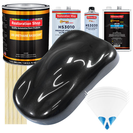 Black Sparkle Metallic - Urethane Basecoat with Premium Clearcoat Auto Paint - Complete Slow Gallon Paint Kit - Professional Gloss Automotive Coating