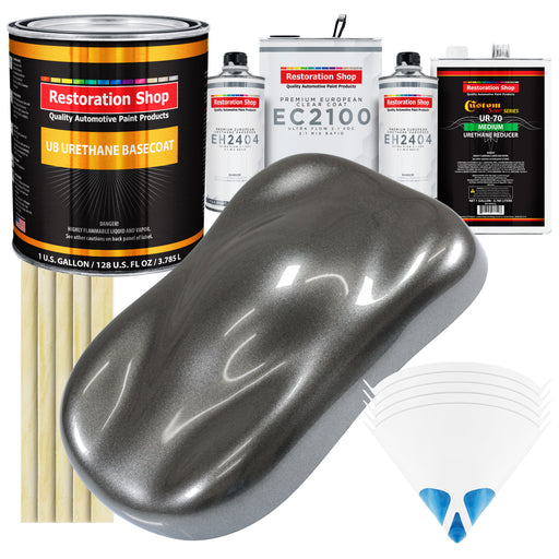 Meteor Gray Metallic Urethane Basecoat with European Clearcoat Auto Paint - Complete Gallon Paint Color Kit - Automotive Refinish Coating