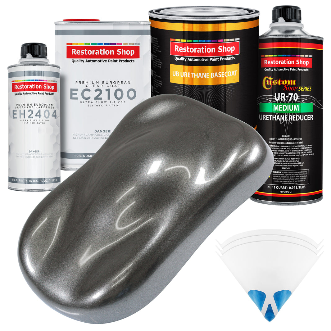 Meteor Gray Metallic Urethane Basecoat with European Clearcoat Auto Paint - Complete Quart Paint Color Kit - Automotive Refinish Coating