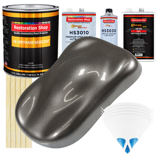 Tunnel Ram Gray Metallic - Urethane Basecoat with Premium Clearcoat Auto Paint (Complete Fast Gallon Paint Kit) Professional Gloss Automotive Coating