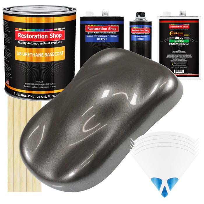 Tunnel Ram Gray Metallic - Urethane Basecoat with Clearcoat Auto Paint - Complete Medium Gallon Paint Kit - Professional Automotive Car Truck Coating