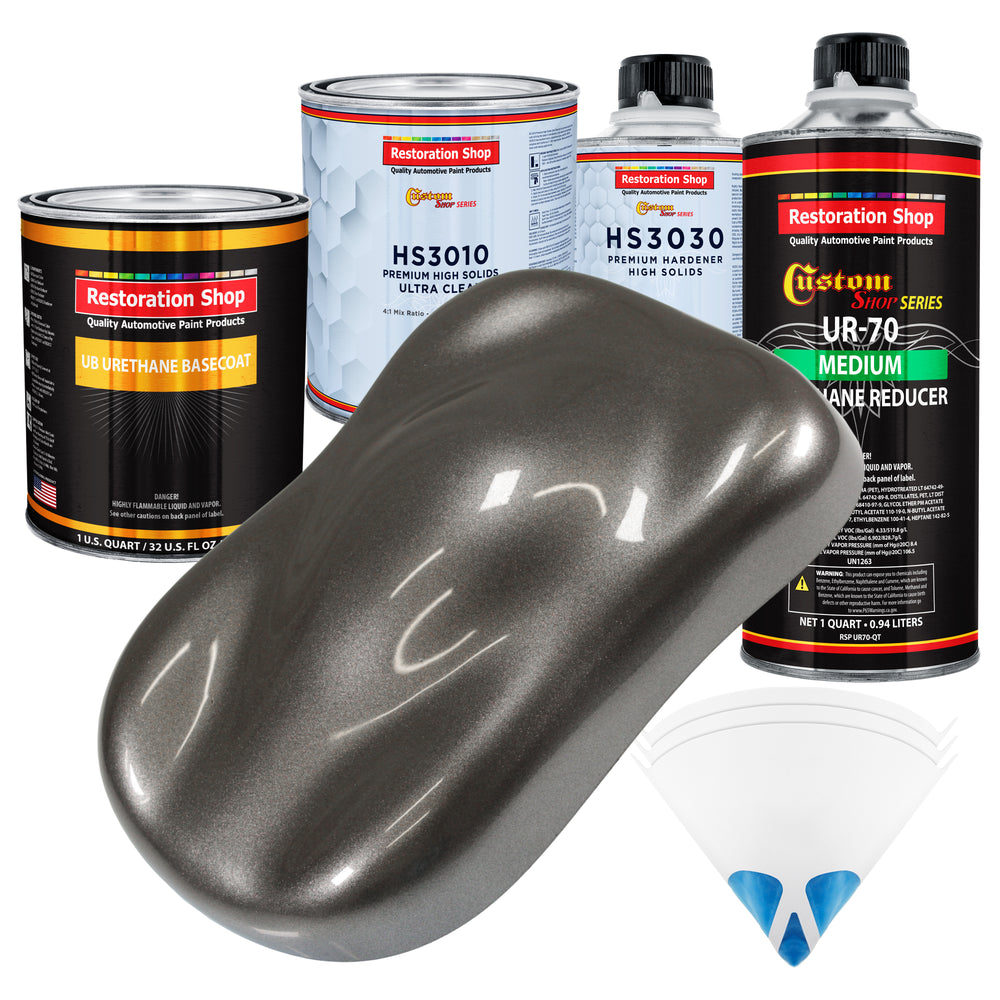 Tunnel Ram Gray Metallic - Urethane Basecoat with Premium Clearcoat Auto Paint (Complete Medium Quart Paint Kit) Professional Gloss Automotive Coating