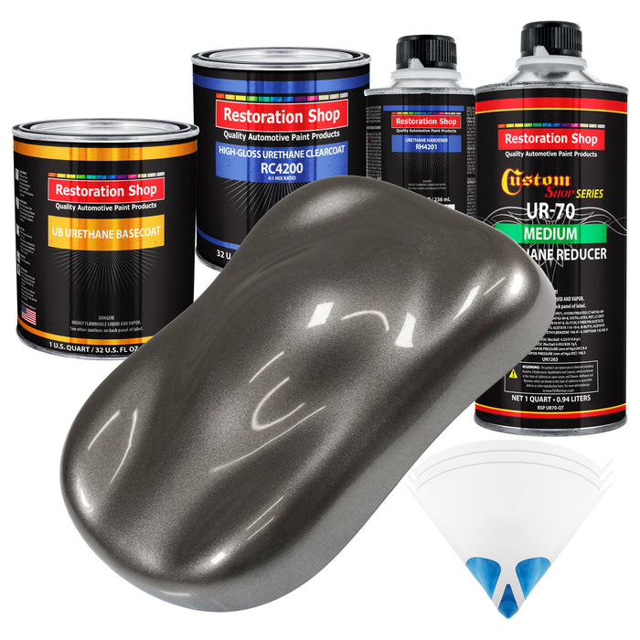 Tunnel Ram Gray Metallic - Urethane Basecoat with Clearcoat Auto Paint - Complete Medium Quart Paint Kit - Professional Automotive Car Truck Coating