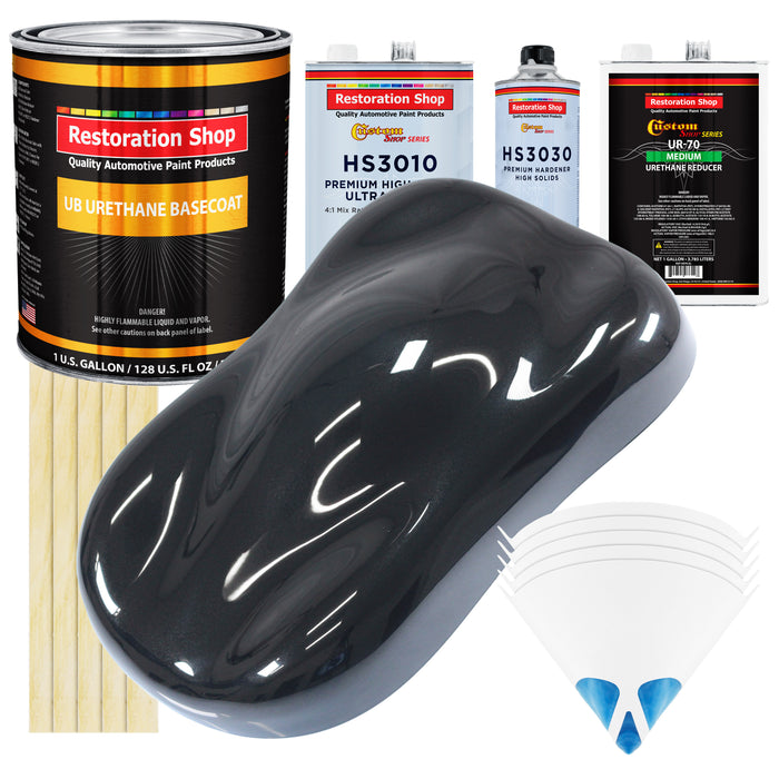 Phantom Black Pearl - Urethane Basecoat with Premium Clearcoat Auto Paint - Complete Medium Gallon Paint Kit - Professional Gloss Automotive Coating