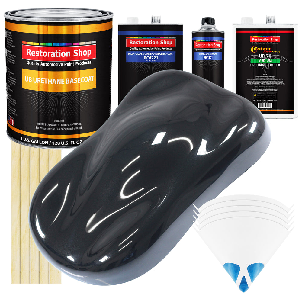 Phantom Black Pearl - Urethane Basecoat with Clearcoat Auto Paint - Complete Medium Gallon Paint Kit - Professional Gloss Automotive Car Truck Coating