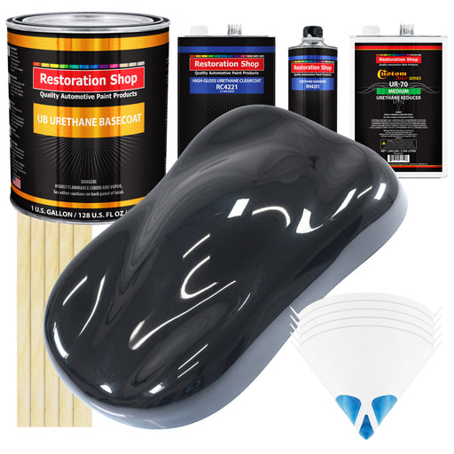 Phantom Black Pearl - Urethane Basecoat with Clearcoat Auto Paint - Complete Medium Gallon Paint Kit - Professional Gloss Automotive Car Truck Coating