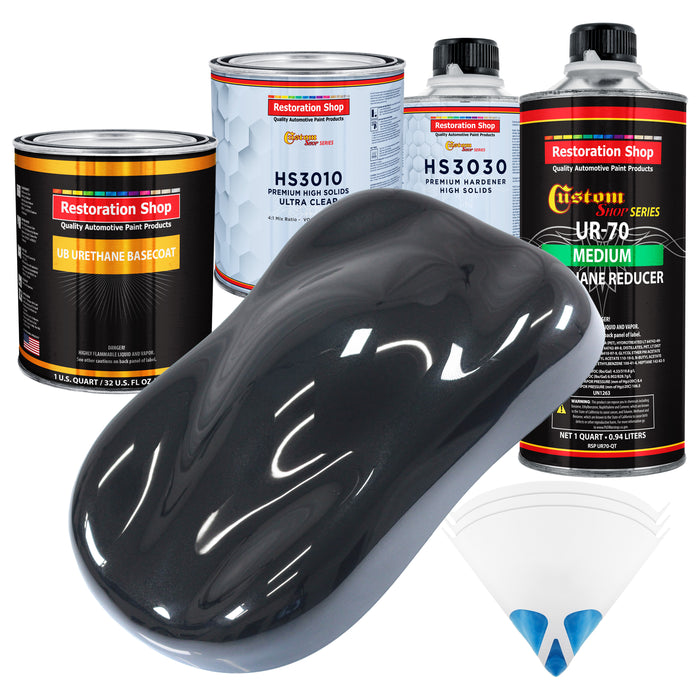 Phantom Black Pearl - Urethane Basecoat with Premium Clearcoat Auto Paint (Complete Medium Quart Paint Kit) Professional High Gloss Automotive Coating