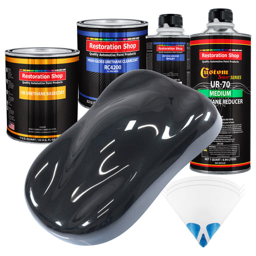 Phantom Black Pearl - Urethane Basecoat with Clearcoat Auto Paint - Complete Medium Quart Paint Kit - Professional Gloss Automotive Car Truck Coating