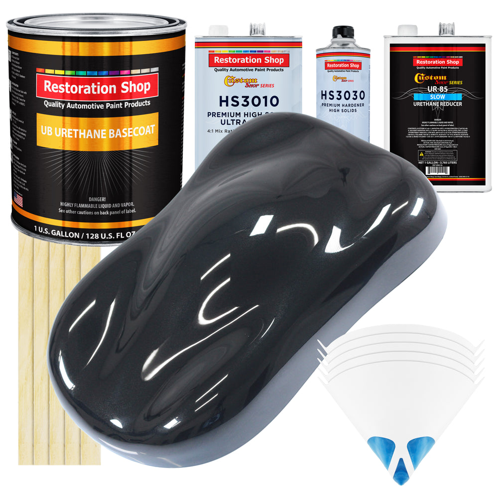 Phantom Black Pearl - Urethane Basecoat with Premium Clearcoat Auto Paint (Complete Slow Gallon Paint Kit) Professional High Gloss Automotive Coating