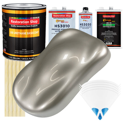 Bright Silver Metallic - Urethane Basecoat with Premium Clearcoat Auto Paint (Complete Medium Gallon Paint Kit) Professional Gloss Automotive Coating