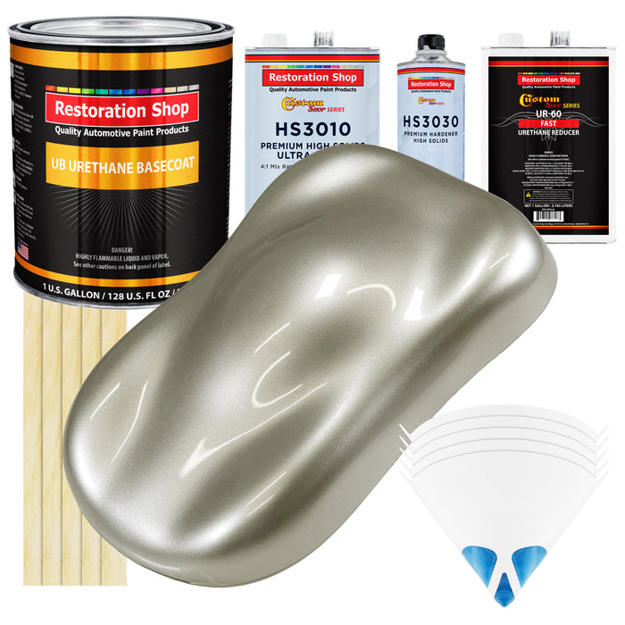 Galaxy Silver Metallic - Urethane Basecoat with Premium Clearcoat Auto Paint - Complete Fast Gallon Paint Kit - Professional Gloss Automotive Coating