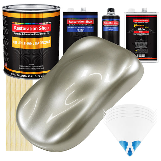 Galaxy Silver Metallic - Urethane Basecoat with Clearcoat Auto Paint (Complete Fast Gallon Paint Kit) Professional Gloss Automotive Car Truck Coating